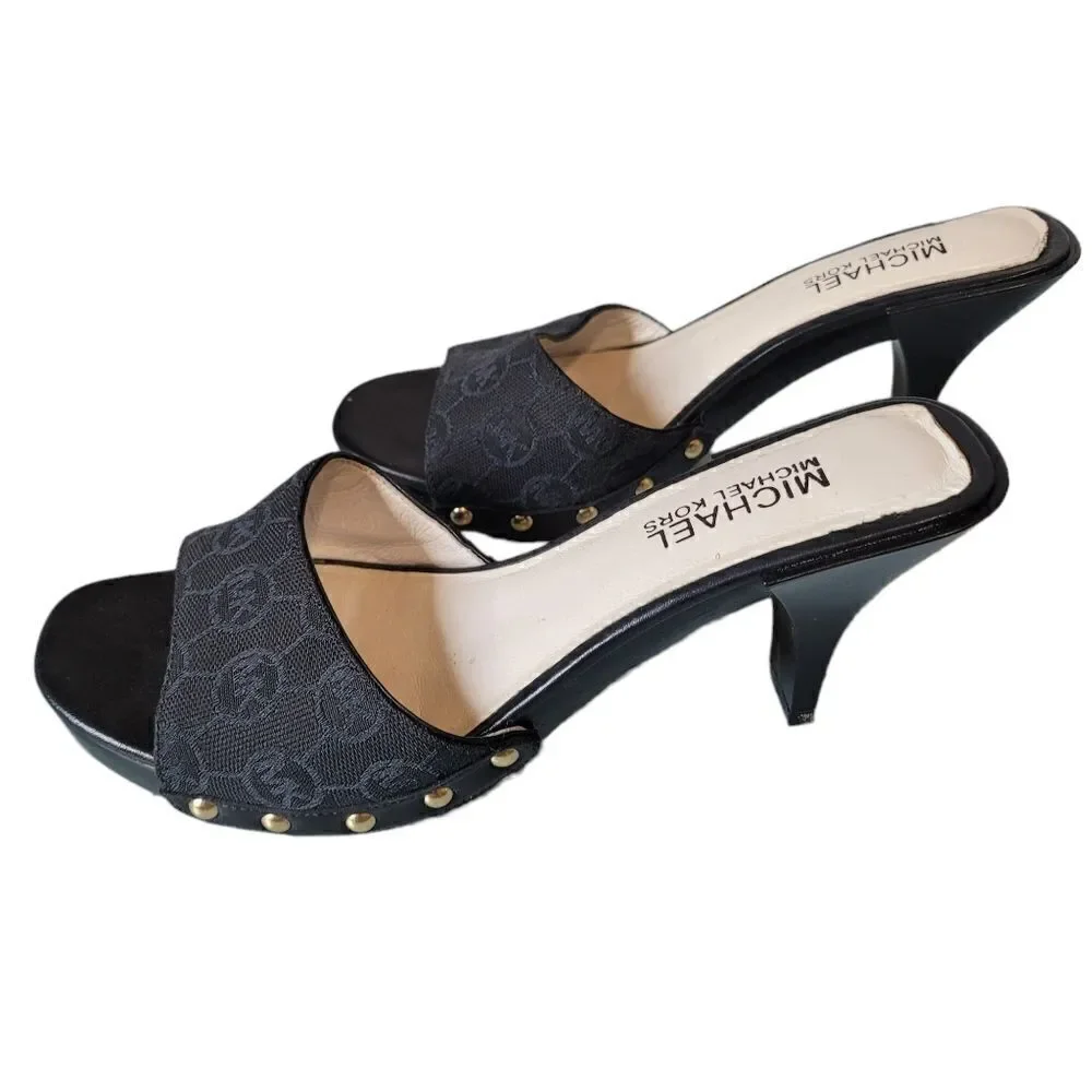 Michael Kors Black Mules With Nailhead Detail
